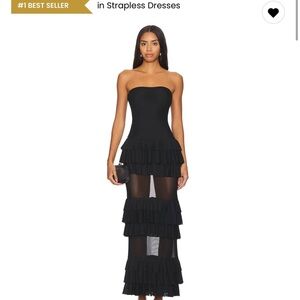 REVOLVE Black Strapless Ruffle Dress